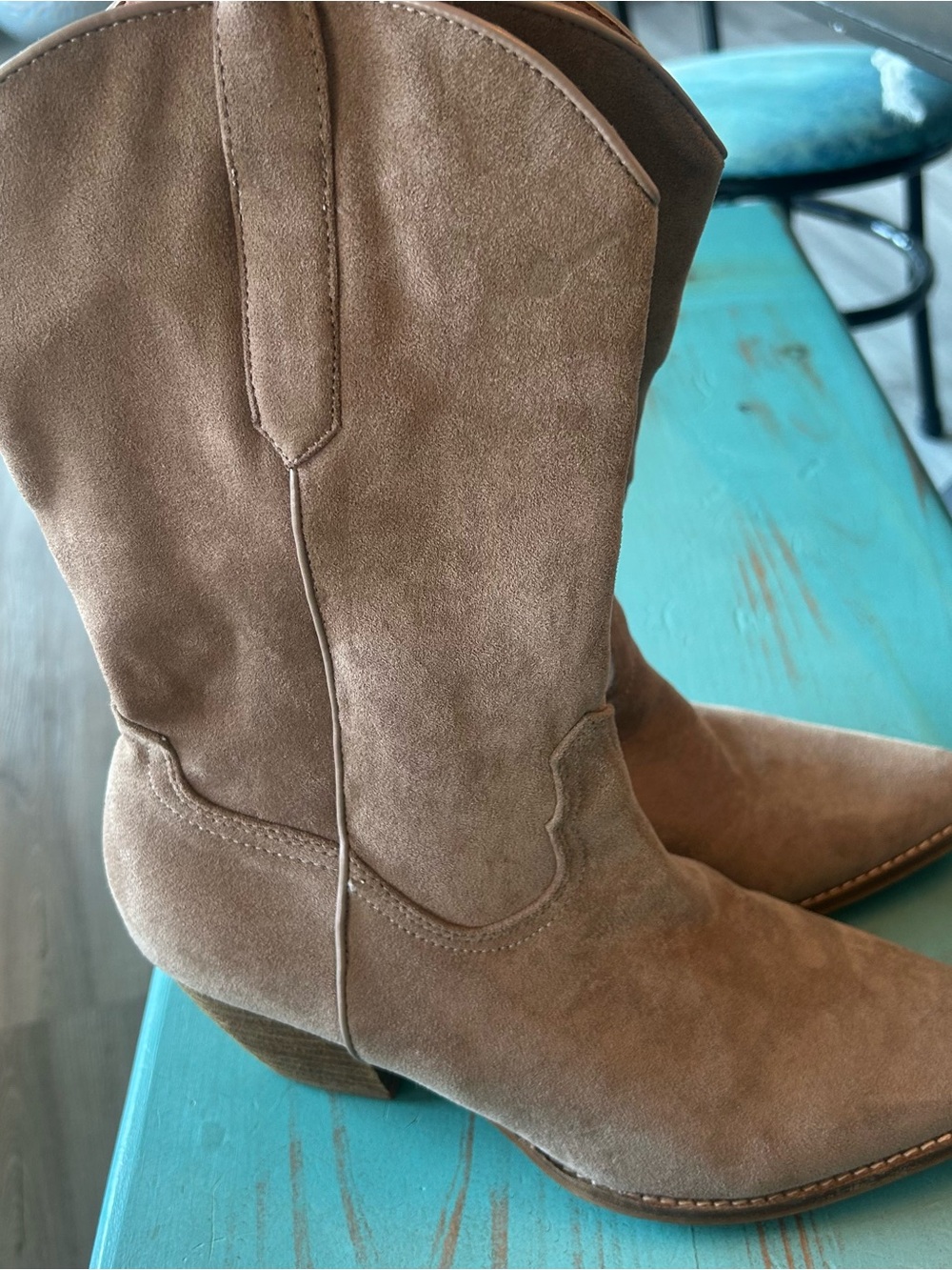 Beast Fashion Women's Faux Suede Western Boot - Taupe